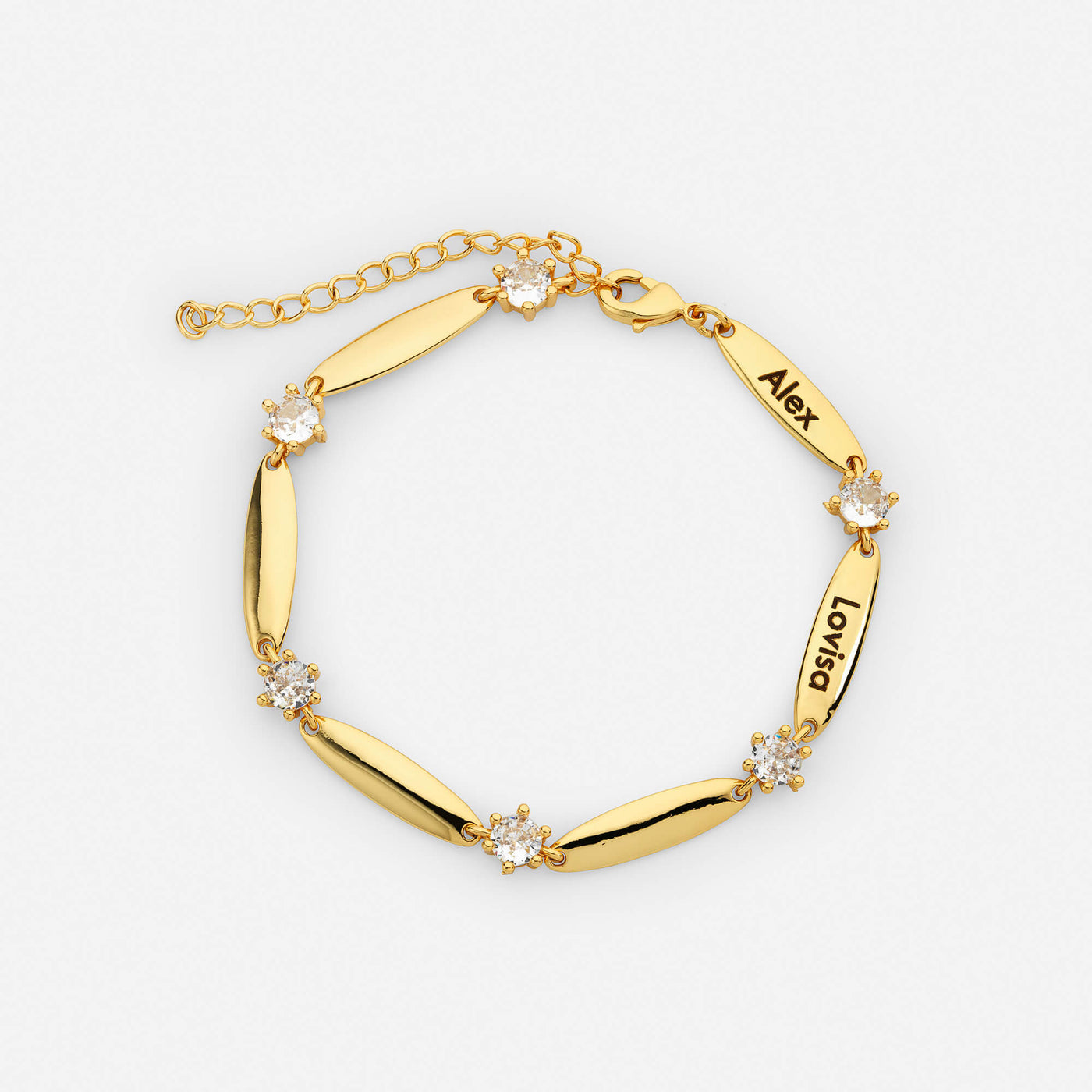 سوار بأشرطة محفورة وكريستالات مخصص بالاسم