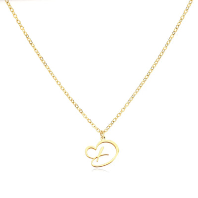 Italic Letter Necklace Heart