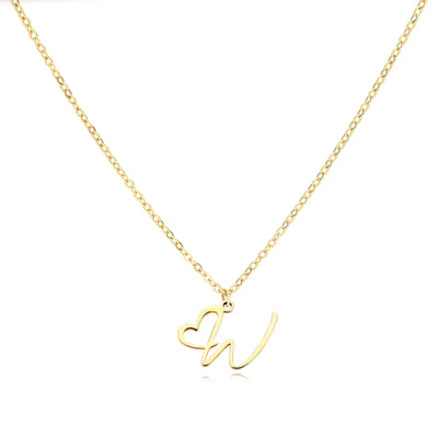 Italic Letter Necklace Heart