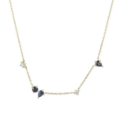 Stone Crystal Necklace 18k Gold Plated
