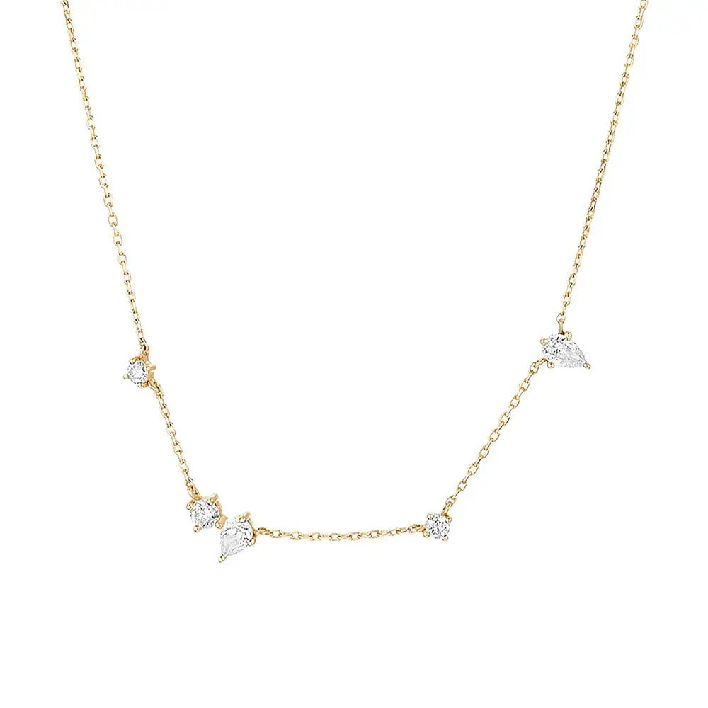 Stone Crystal Necklace 18k Gold Plated